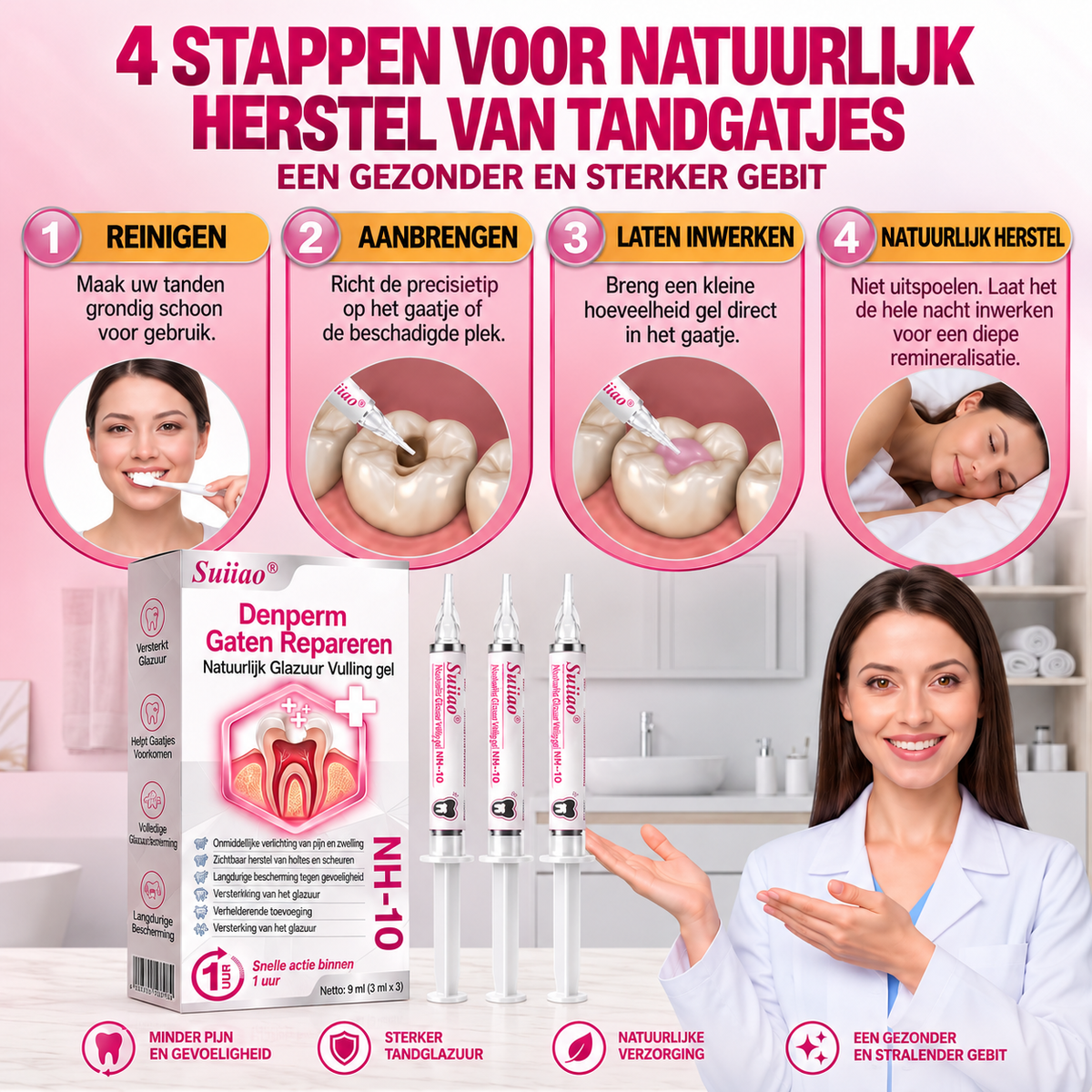 𝑺𝒖𝒊𝒊𝒂𝒐® 🪁DenPerm🎉 —  Gaten Repareren Natuurlijk Glazuur Vulling gel, Gevoelige Tanden en Verzwakt Tandglazuur.