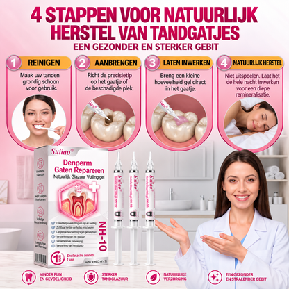 𝑺𝒖𝒊𝒊𝒂𝒐® 🪁DenPerm🎉 —  Gaten Repareren Natuurlijk Glazuur Vulling gel, Gevoelige Tanden en Verzwakt Tandglazuur.