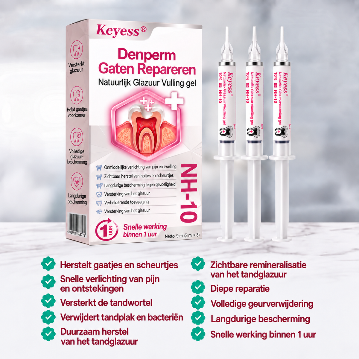 𝑺𝒖𝒊𝒊𝒂𝒐® 🪁DenPerm🎉 —  Gaten Repareren Natuurlijk Glazuur Vulling gel, Gevoelige Tanden en Verzwakt Tandglazuur.
